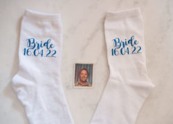 Brides socks and picture of dad