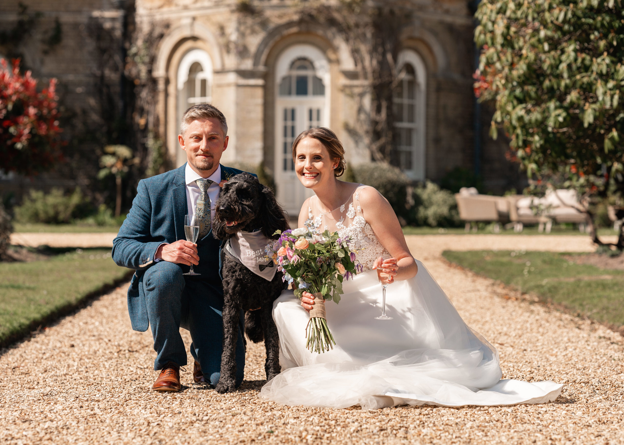 Bride, Groom and dog