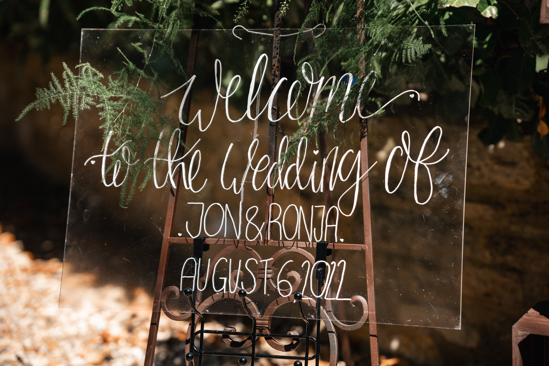 wedding signage with date and names