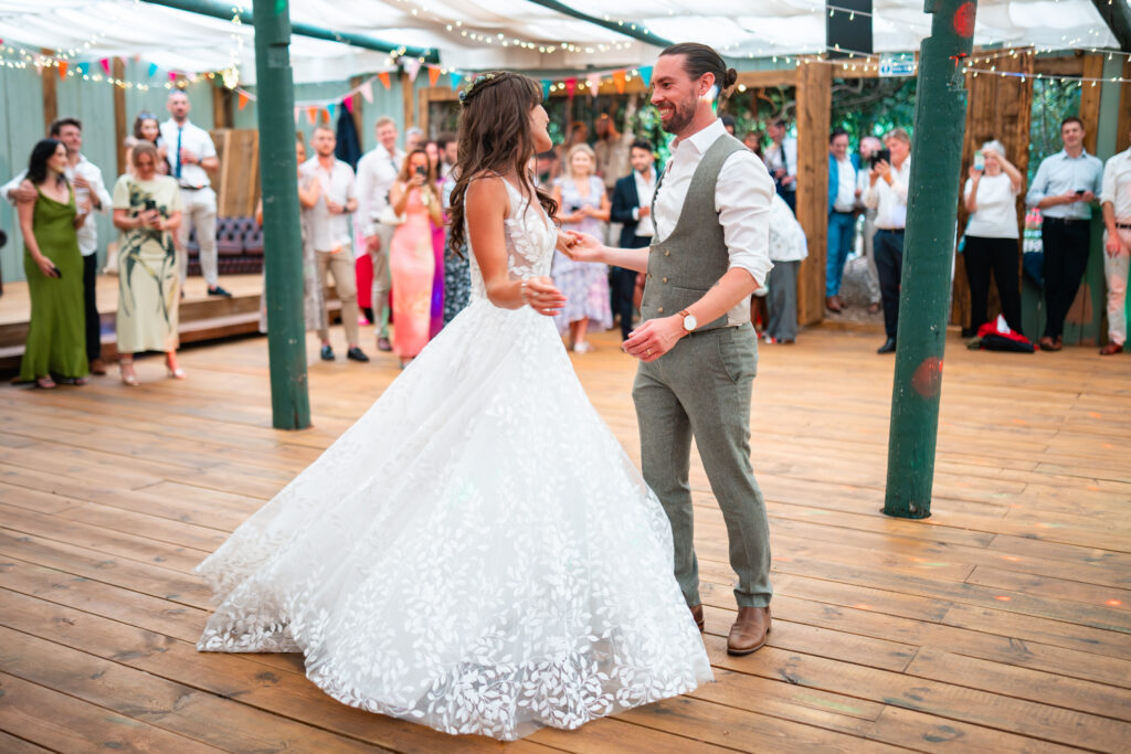 Bride twirls during first Dance with Husband